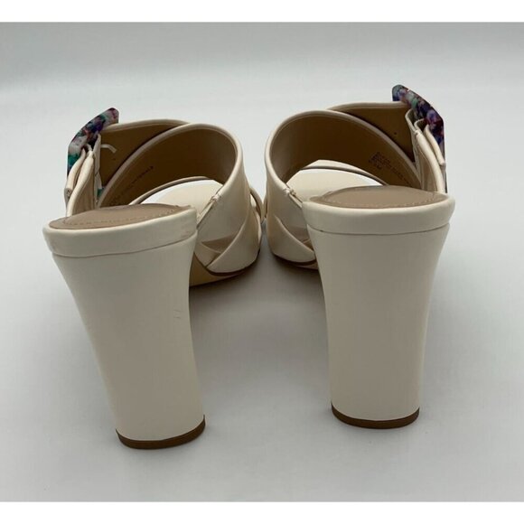 Charles David Gleam Slide Off White Heeled Sandal Colorful Buckle 9.5M NWT - Picture 5 of 11